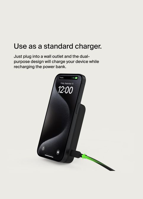 Акумулятор портативний літій-іонний Power Bank 8000мА·рік, 15Вт, MagSafe Qi2, чорний Belkin (319534281)