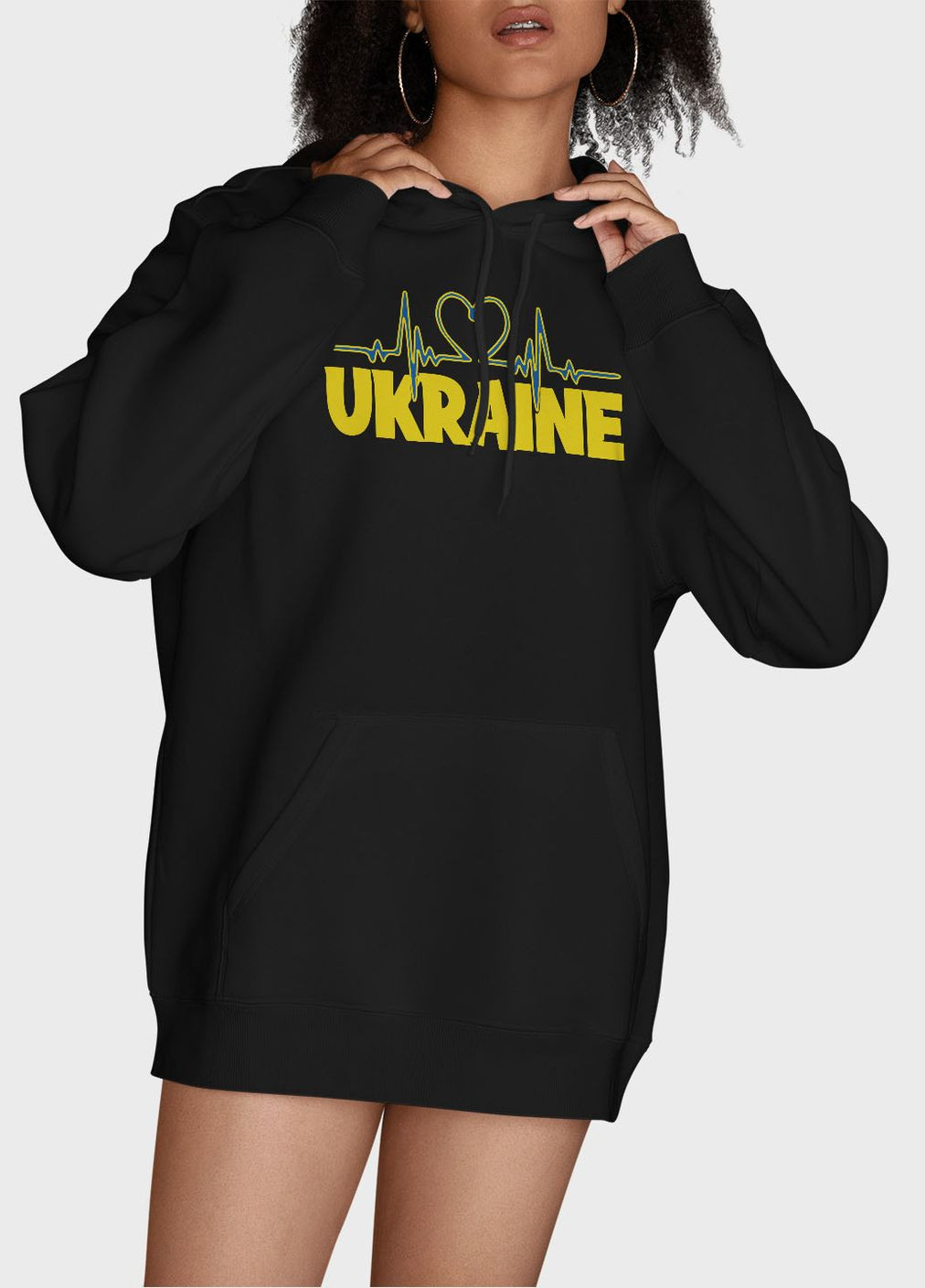 Жіноче худі з патріотичним принтом UKRAINE (HDW-001-5-BL-005-1-099) Modno (277162453)