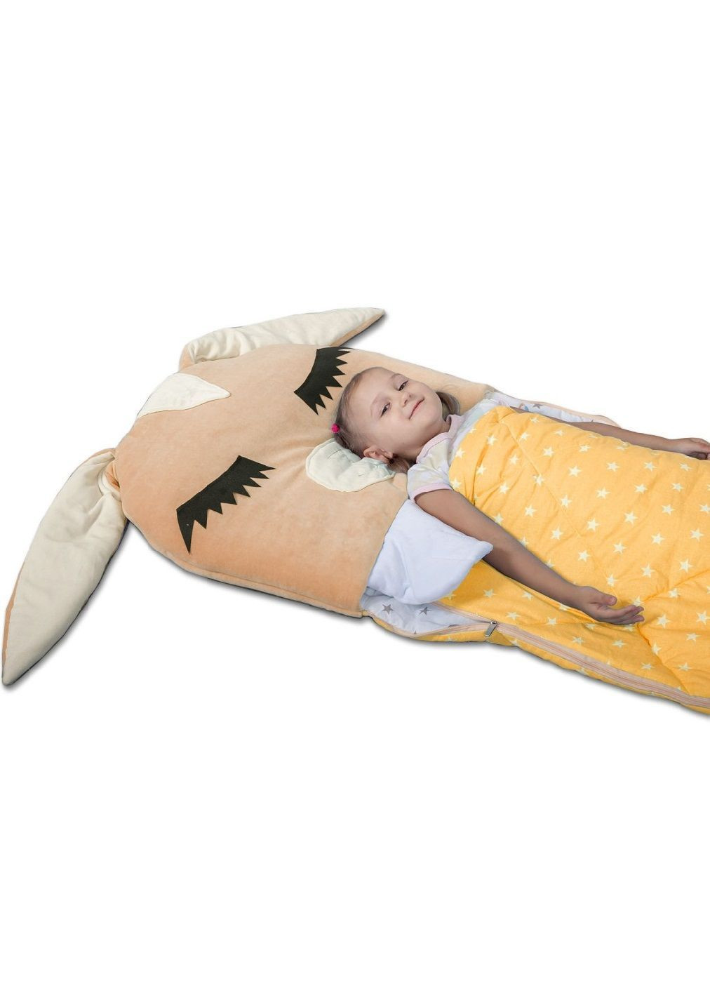 Дитячий спальний мішок трансформер із блискавкою по периметру для дітей 170х70 см (481450-Prob) Зайчик бежевий розмір М Unbranded (362000632)