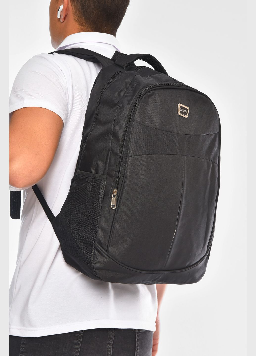 Рюкзак чоловічий спортивний чорного кольору Let's Shop (343315898)