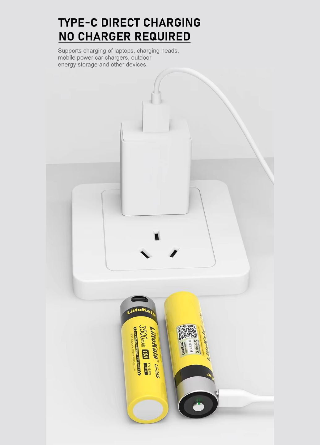 Аккумулятор 18650 Lii-35S 3.7V 3500mAh USB Type-C (1312) LiitoKala (333831985)