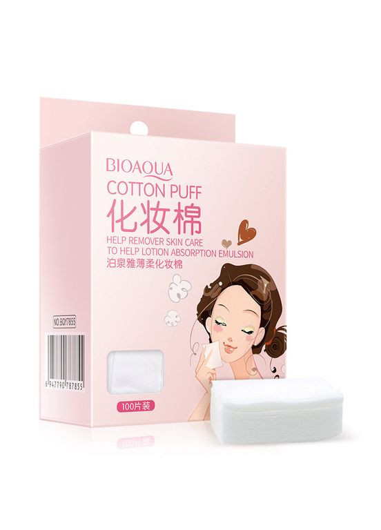 Бавовняні серветки для зняття макіяжу та очищення обличчя Cotton Puff, 100 шт. Bioaqua (317169497)