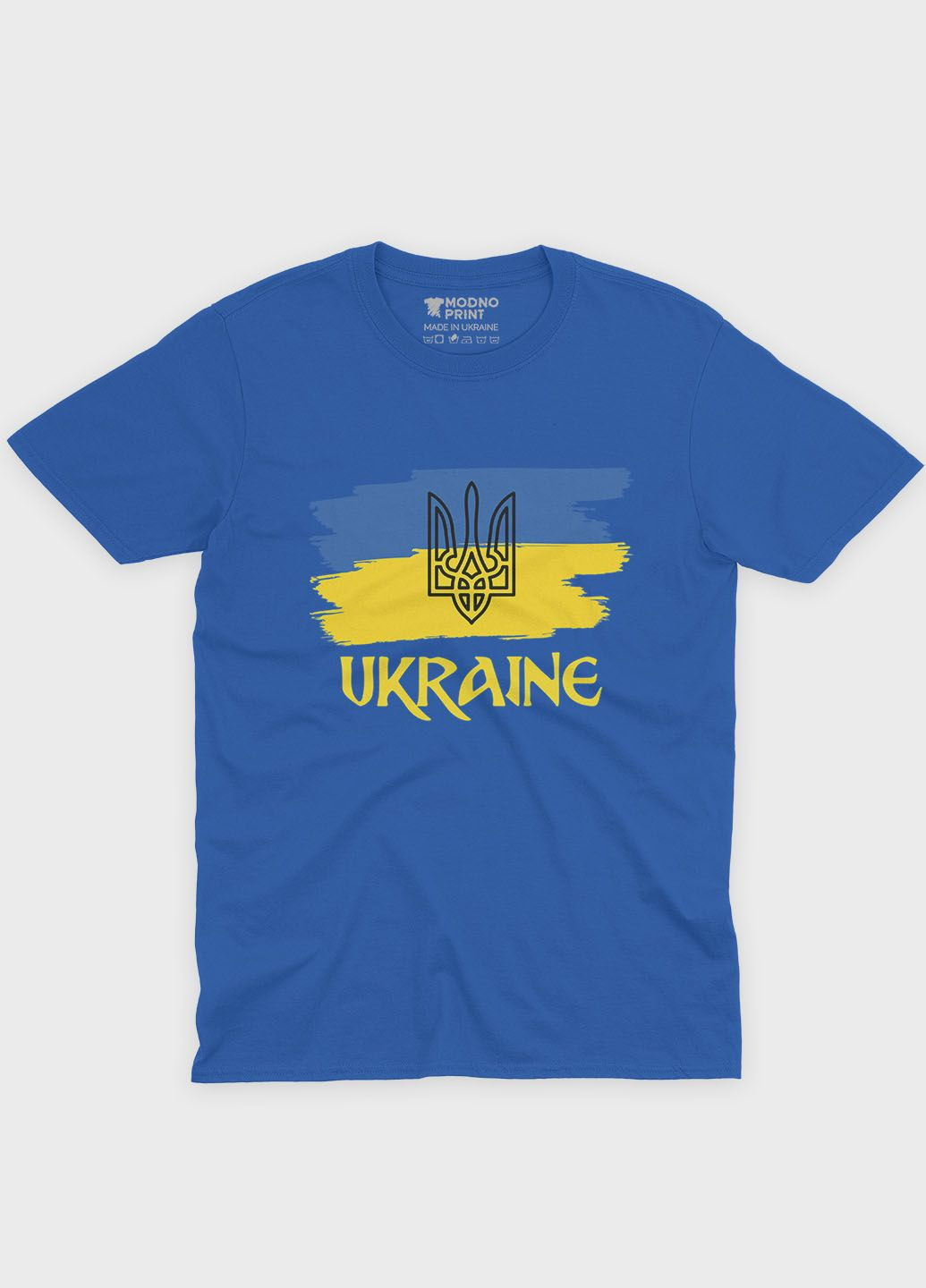 Синяя летняя мужская футболка с патриотическим принтом ukraine (ts001-3-brr-005-1-070-f) Modno