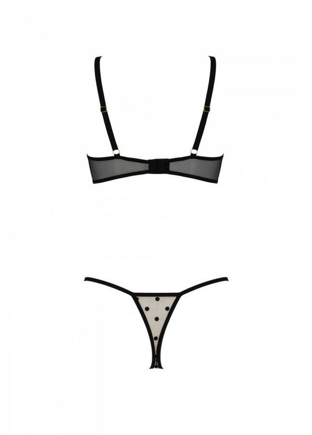 Комбинированный демисезонный эротический комплект marina set with open bra, s/m, beige, открытые чашки Passion