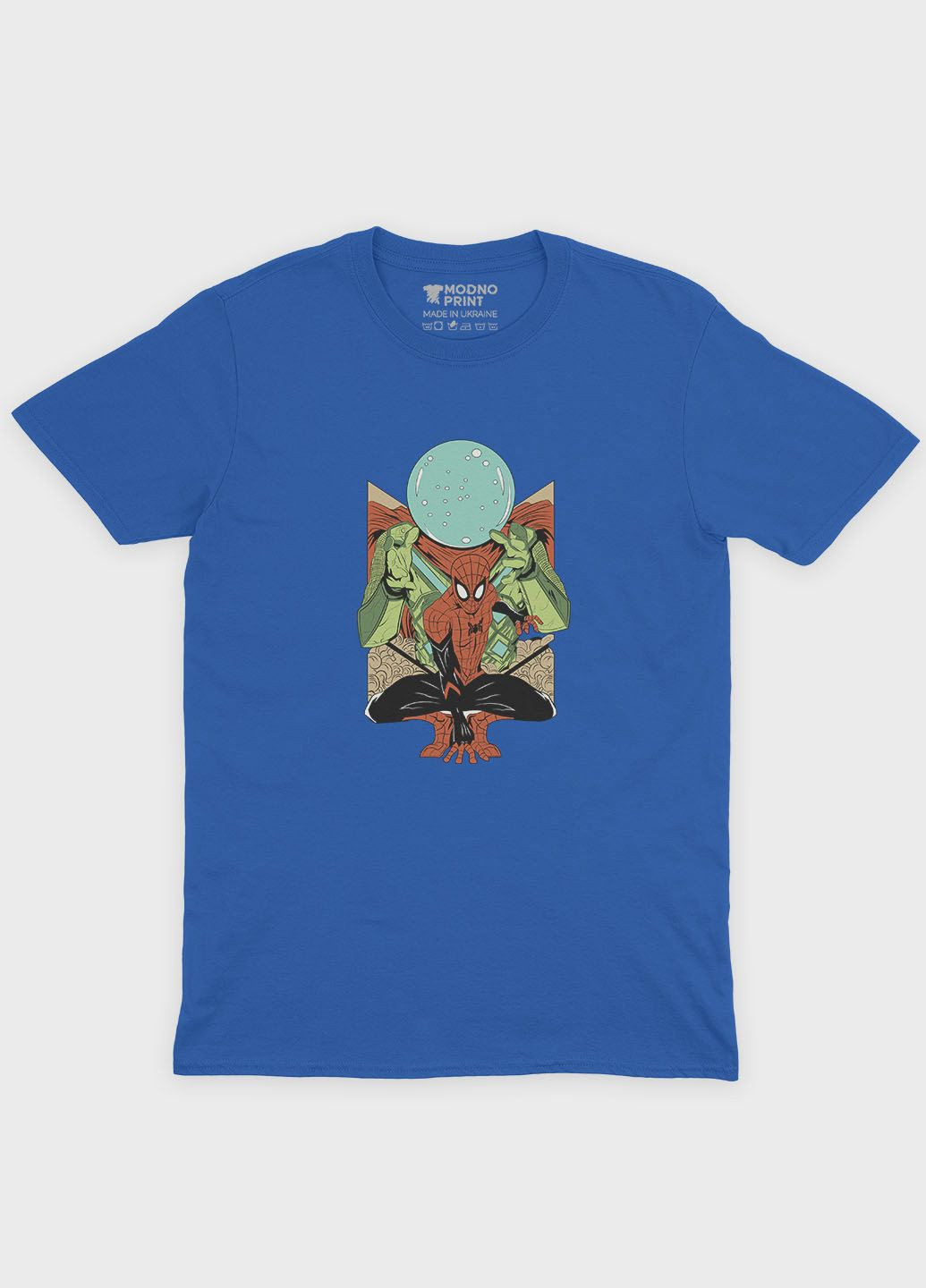 Синя демісезонна футболка для дівчинки з принтом супергероя - людина-павук (ts001-1-grr-006-014-020-g) Modno