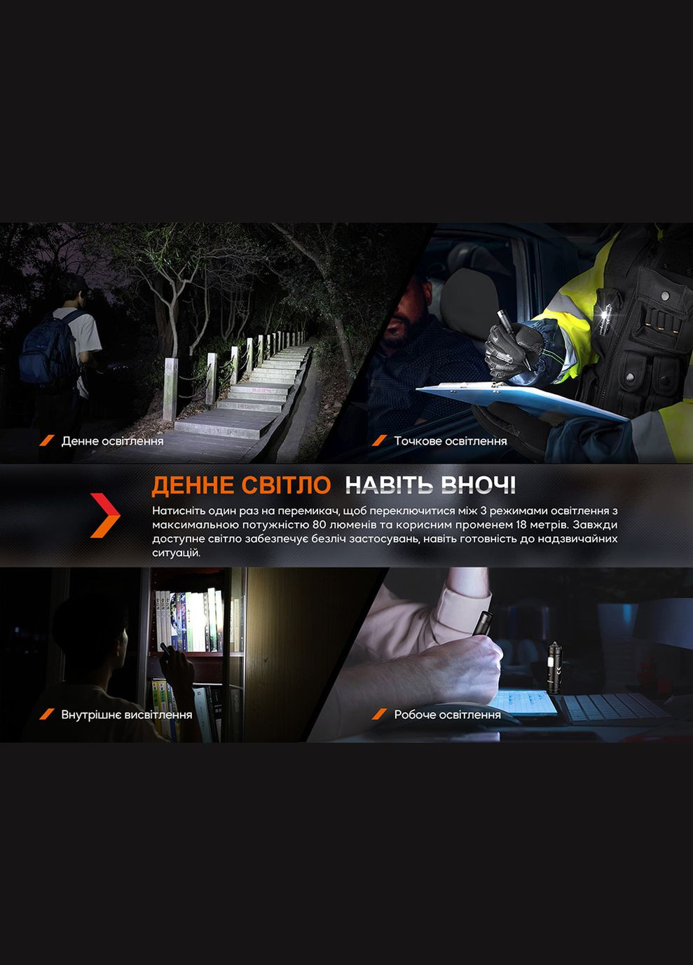 T6 тактическая ручка с фонариком черная Fenix (353502161)