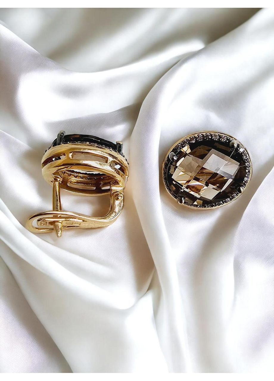 Золотые серьги с раухтопазом (кварцем) SOVA 2191070101-4с SOVA jewelry house (354700189)