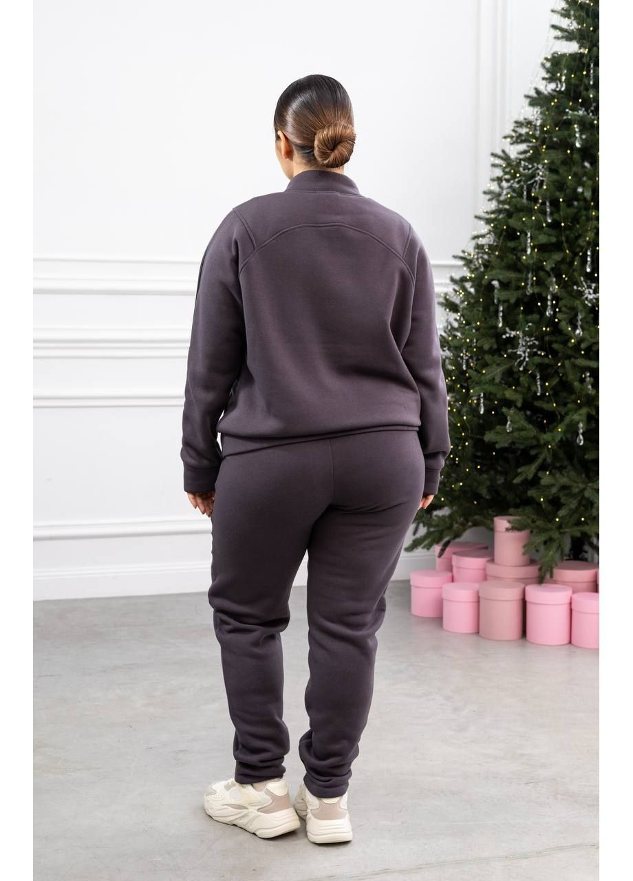 Жіночий костюм Plus Size з бомбером на флісі No Brand Р5203-570/3 (373415328)