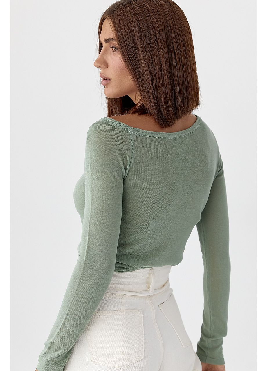 Вискозный лонгслив с открытым плечом - розовый цвет Lurex (353306243)