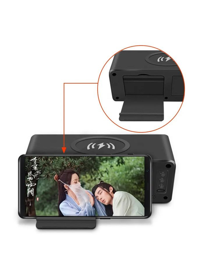 Портативная Bluetooth 5.0 колонка W26 4 в 1 с часами, будильником и беспроводной зарядкой QC3.0 PD2.0 TG (324234190)