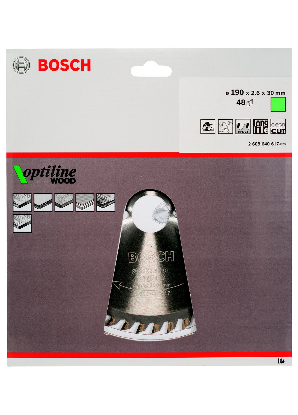 Пильный диск Optiline Wood (190x30x2.6 мм, 48 зубьев) по дереву (20689) Bosch (267819094)