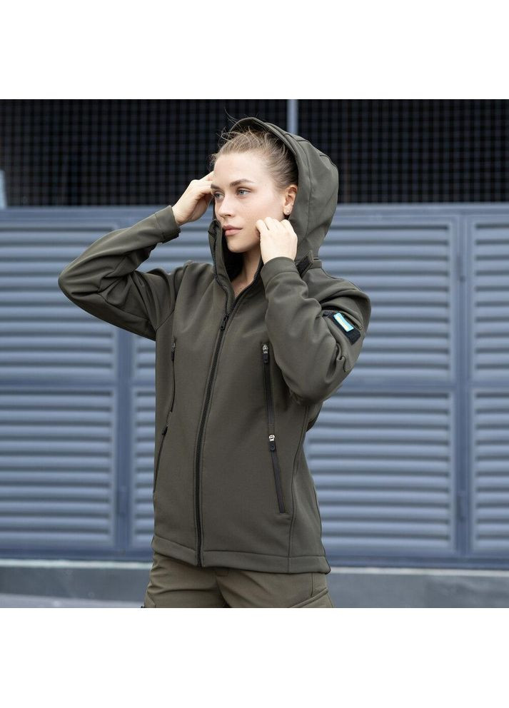 Тактическая женская демисезонная куртка SoftShell олива с шевроном Freedom (360953474)