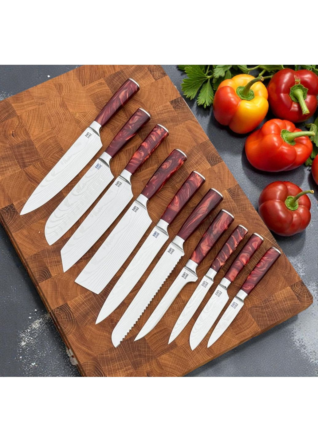 Набор кухонных ножей Kitchen 10в1 Red Magura (362044902)