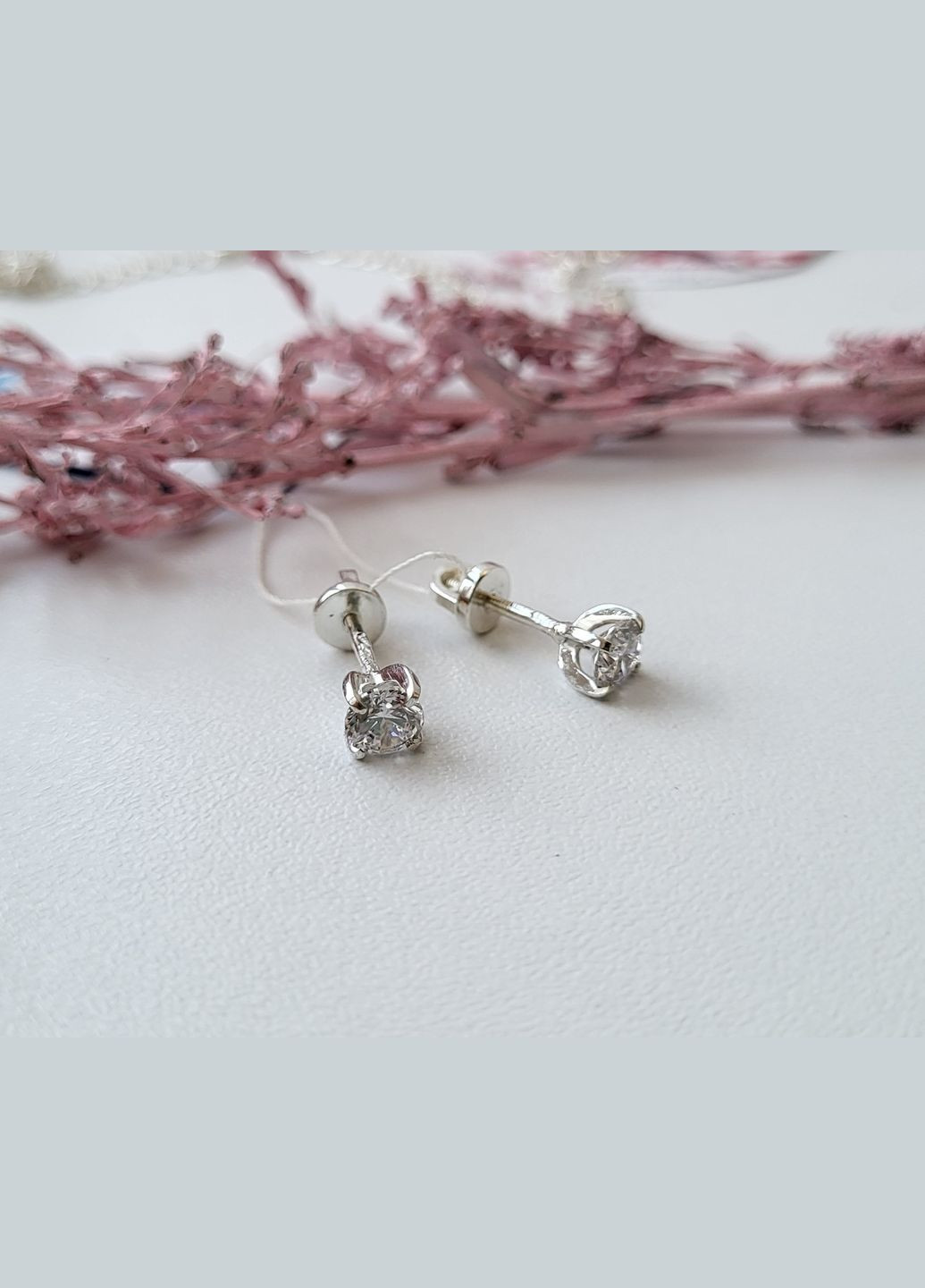 Серебряные серьги гвоздики с Белым камнем 5 мм серебро 925 пробы 2102 No Brand (306741292)