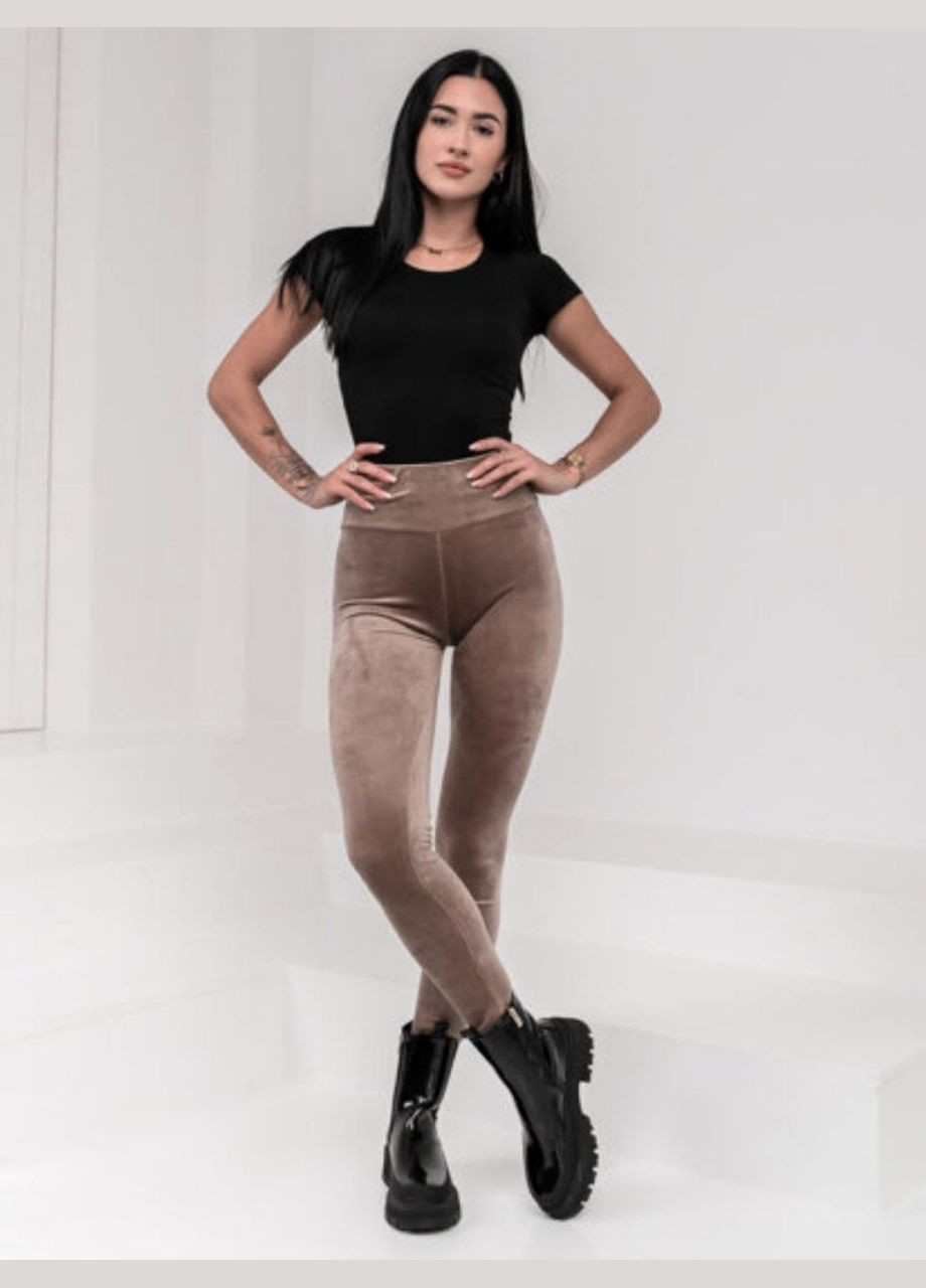 Лосини жіночі велюрові на хутрі мокко No Brand (315403209)