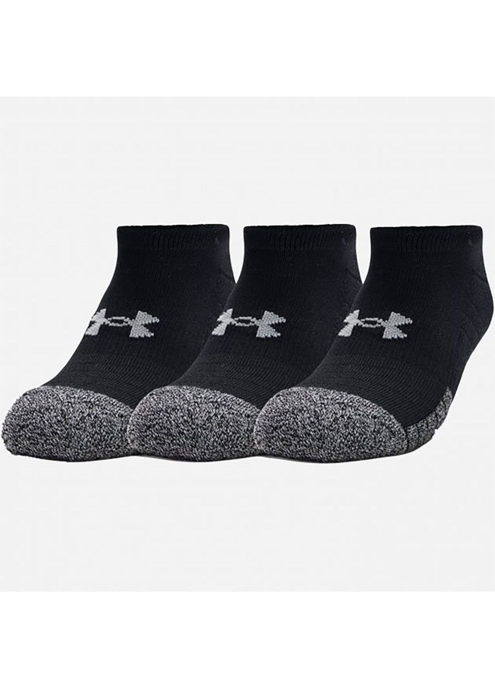 Чёрные носки ua heatgear no show 3pk черный 3 пары Under Armour однотонные (333956154)