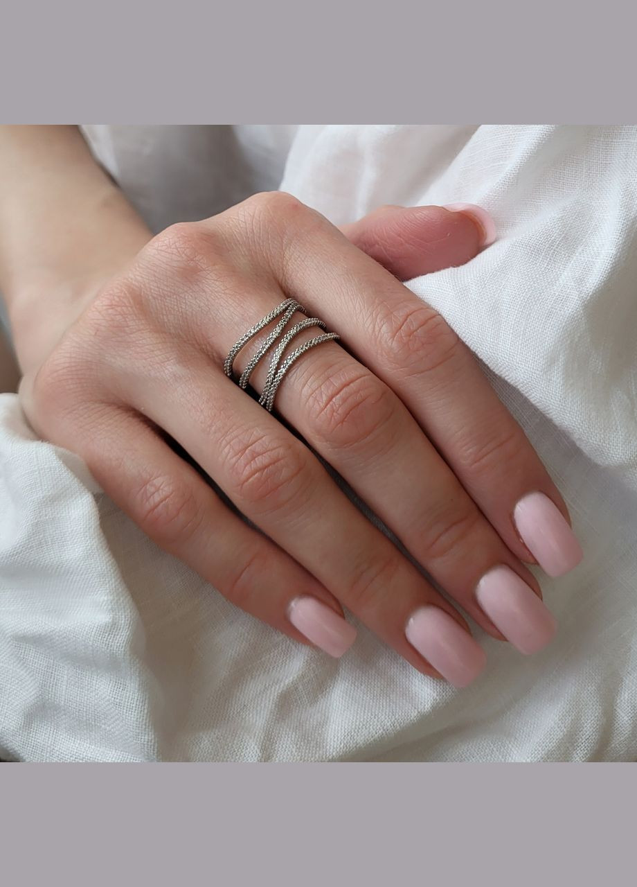 Кольцо серебряное женское кольцо широкое с Белыми Камнями 19.5 размер серебро 925 пробы Родованное 1429 2.8 No Brand (306743075)