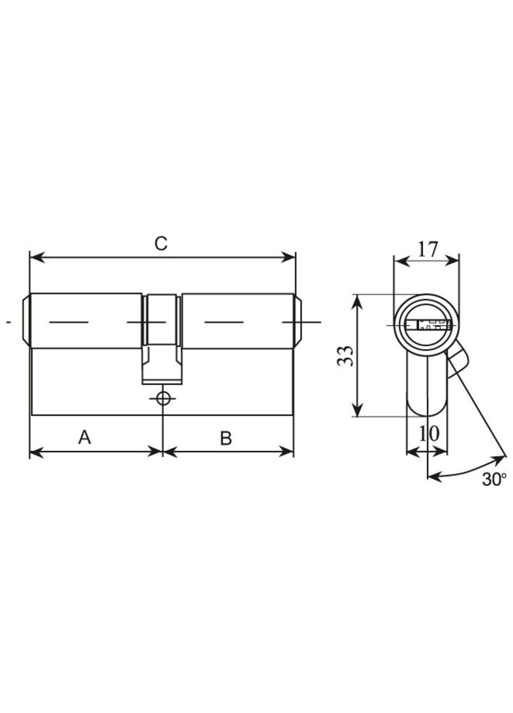 Цилиндр 40/40мм лаз. 80мм 5кл мат.никель RDA (322647891)