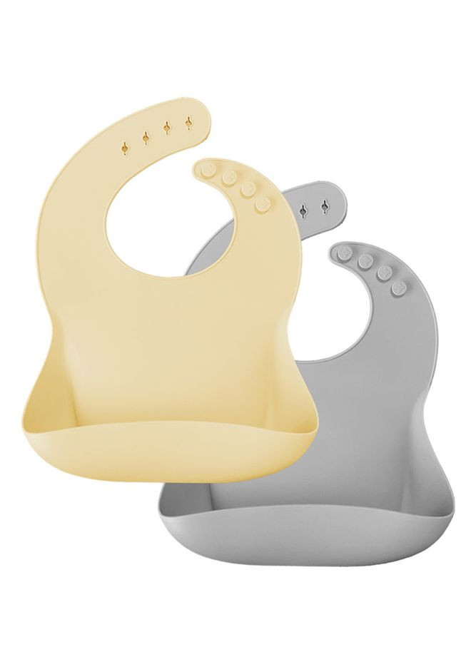 Нагрудник силіконовий Basics Mellow Yellow / Powder Grey, 2 шт. () MinikOiOi 101020065 (335030180)