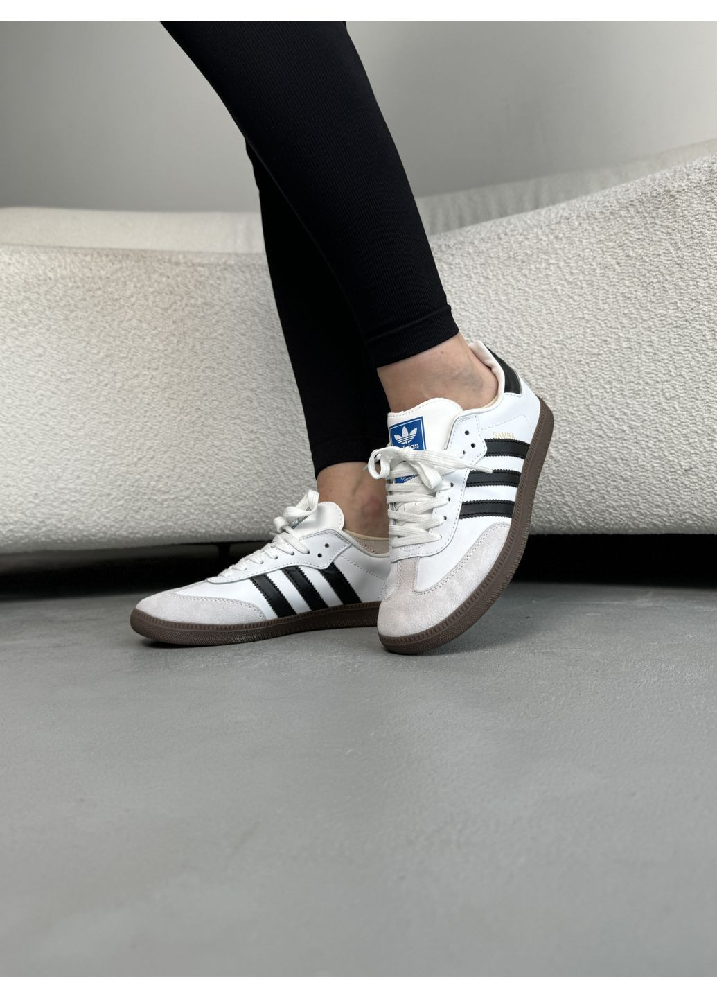 Чорні Осінні кросівки чоловічі adidas samba og black / white адідас самба No Brand