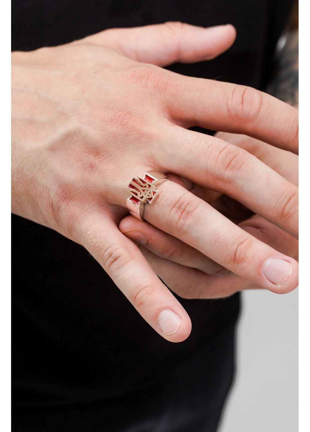 Печатка срібна із золотом та емаллю Тризуб 900з, розмір No Brand (361225113)