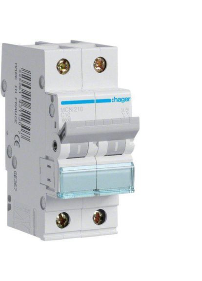 Выключатель автоматический 2-п C 10A 6kA MCN210 C 10A Hager (337359904)