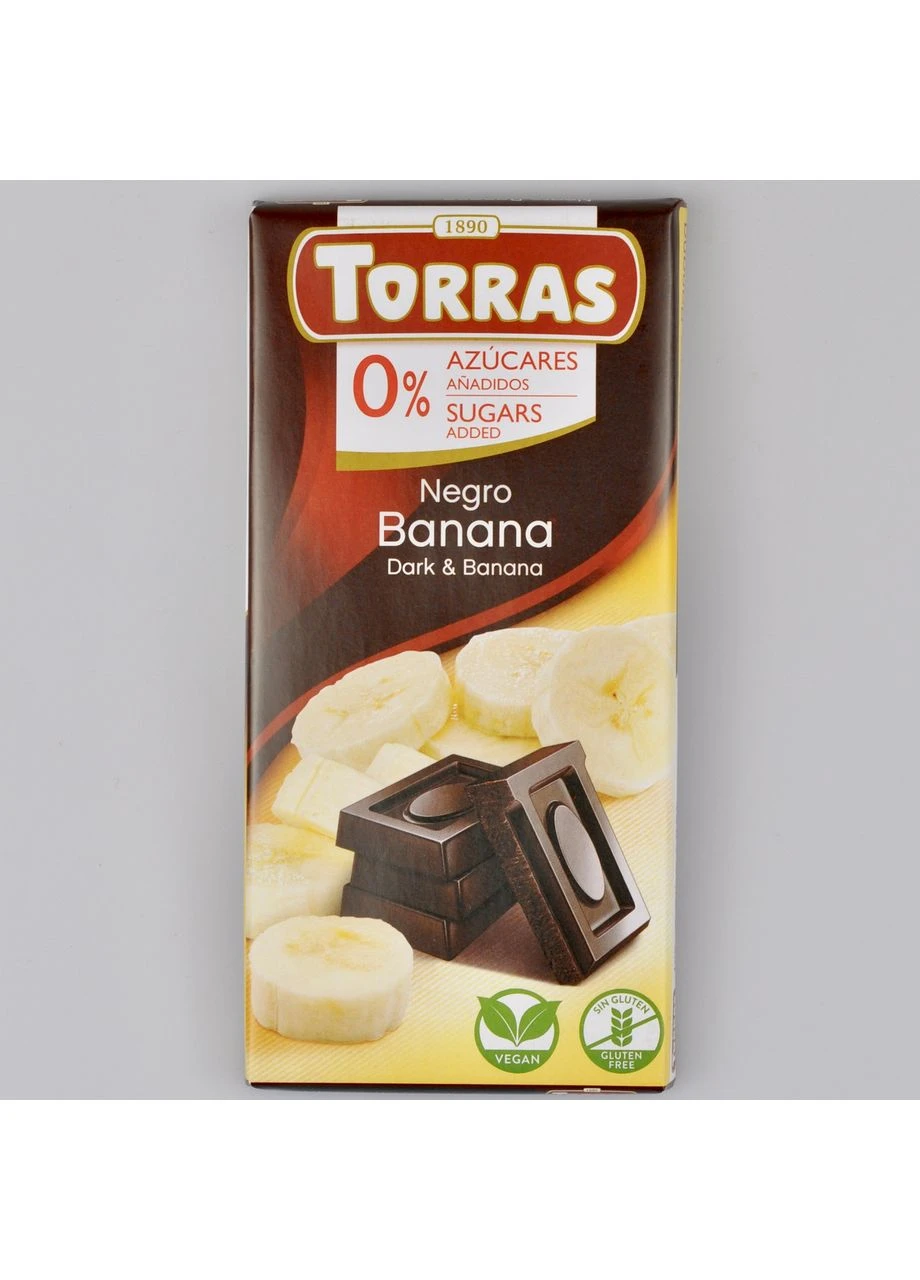 Шоколад чорний з бананом без цукру 75г Torras (391219165)