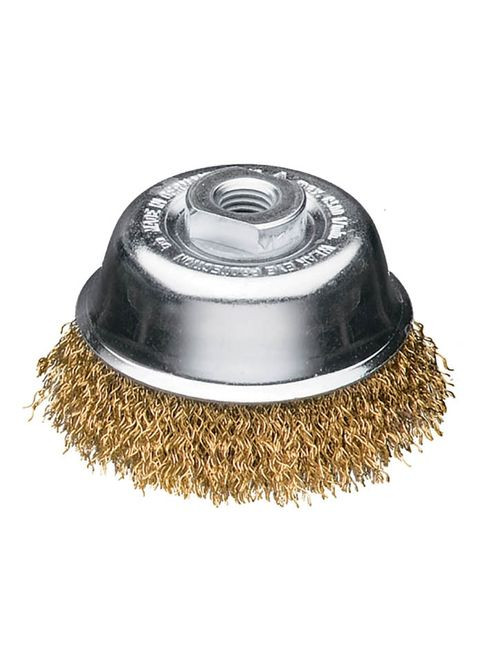 Щетка чашечная 80хМ14х2,0 латунная гофрированная проволока 0,3 мм 8500 об/мин 424567 (13832) Lessmann (295035183)