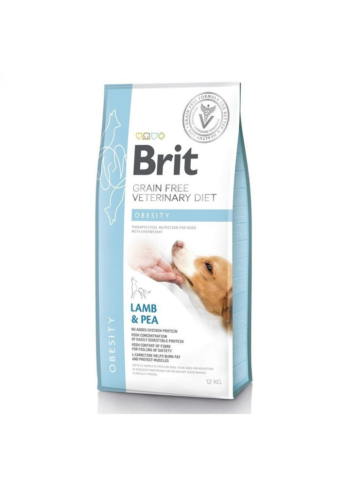 Сухой корм GF VetDiet Dog Obesity для собак, коррекция веса, с ягненком, индейкой и горохом, 12 кг Brit (362702842)