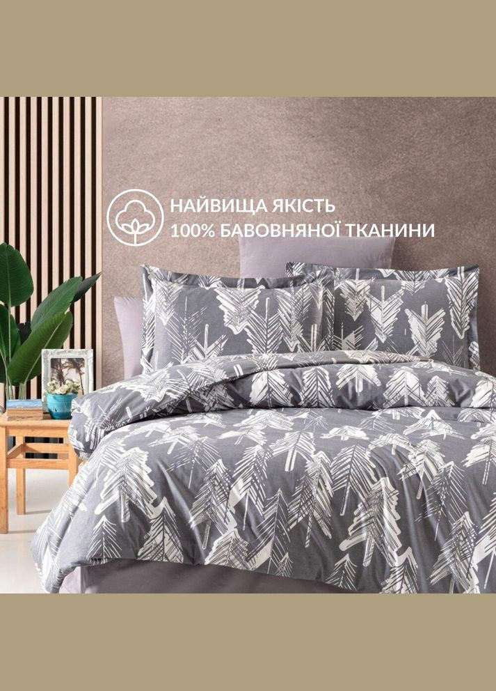 Підковдра 200х220 см, бязь, бавовна, натуральна тканина, сіра, в індивідуальній упаковці IDEIA (342128486)