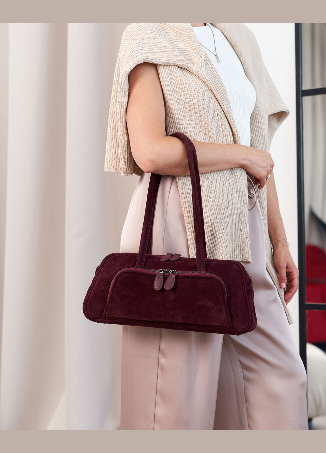 Сумка жіноча крос боді нат. шкіра (wel-K73057) бордовий WeLassie (341491806)