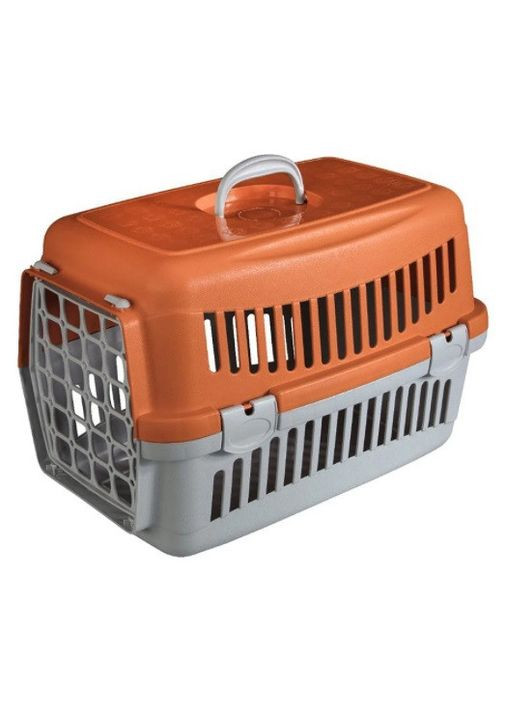 Переноска для кошек и собак до 15 кг с пластиковой дверью CNR134 (58х42х42 см) серо-оранжевый AnimAll (278307981)