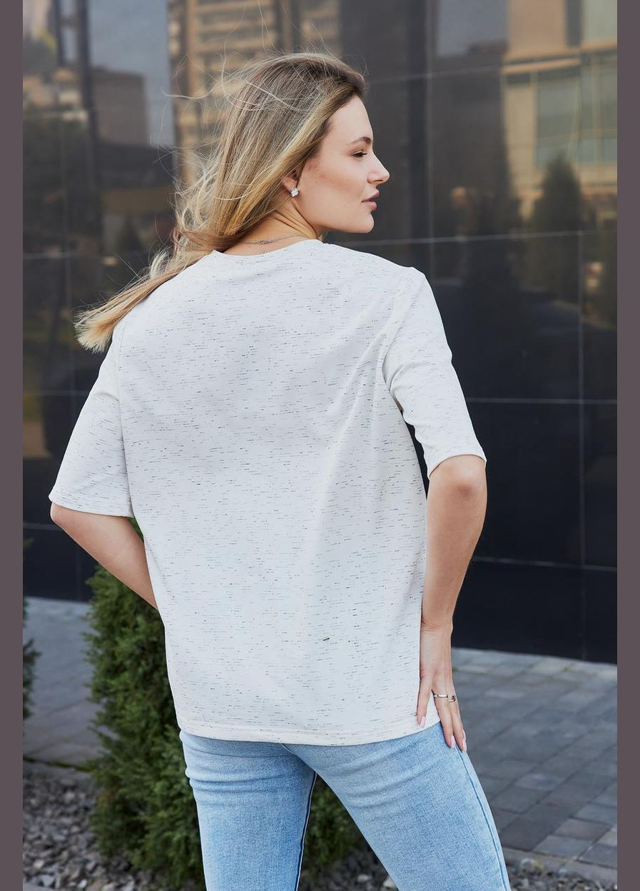 Футболка двунитка оверсайз женская крем (М184.2) UMON - (329440272)