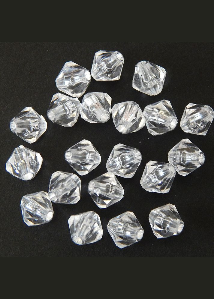 Намистини грановані Біконус, акрил, 8 мм, прозорі, 20 шт No Brand (340483780)