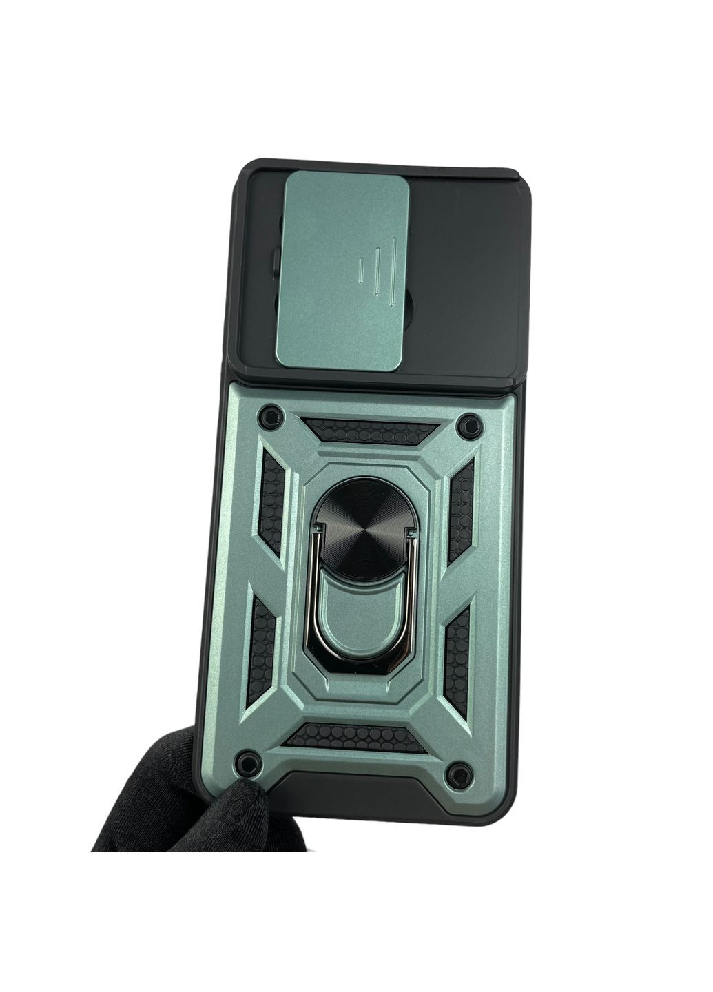 Чохол для POCO X6 броньований з кільцем підставкою зі шторкою на сяомі поко х6 зелений rg1 Xiaomi (366387645)