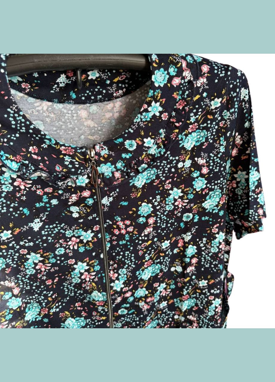 Халат женский хлопковый черный Цветы W3337-2 Samo (344589612)