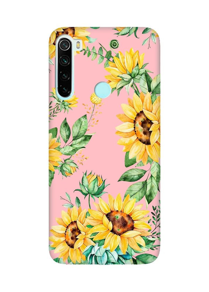 Матовий рожевий чохол на Xiaomi Redmi Note 8:: Соняхи (принт 288) Creative (360688981)