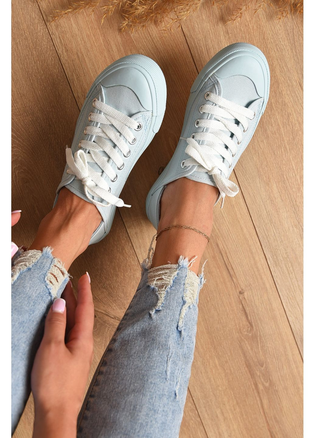 М'ятні кеди жіночі текстильні м'ятного кольору на шнурівці Let's Shop