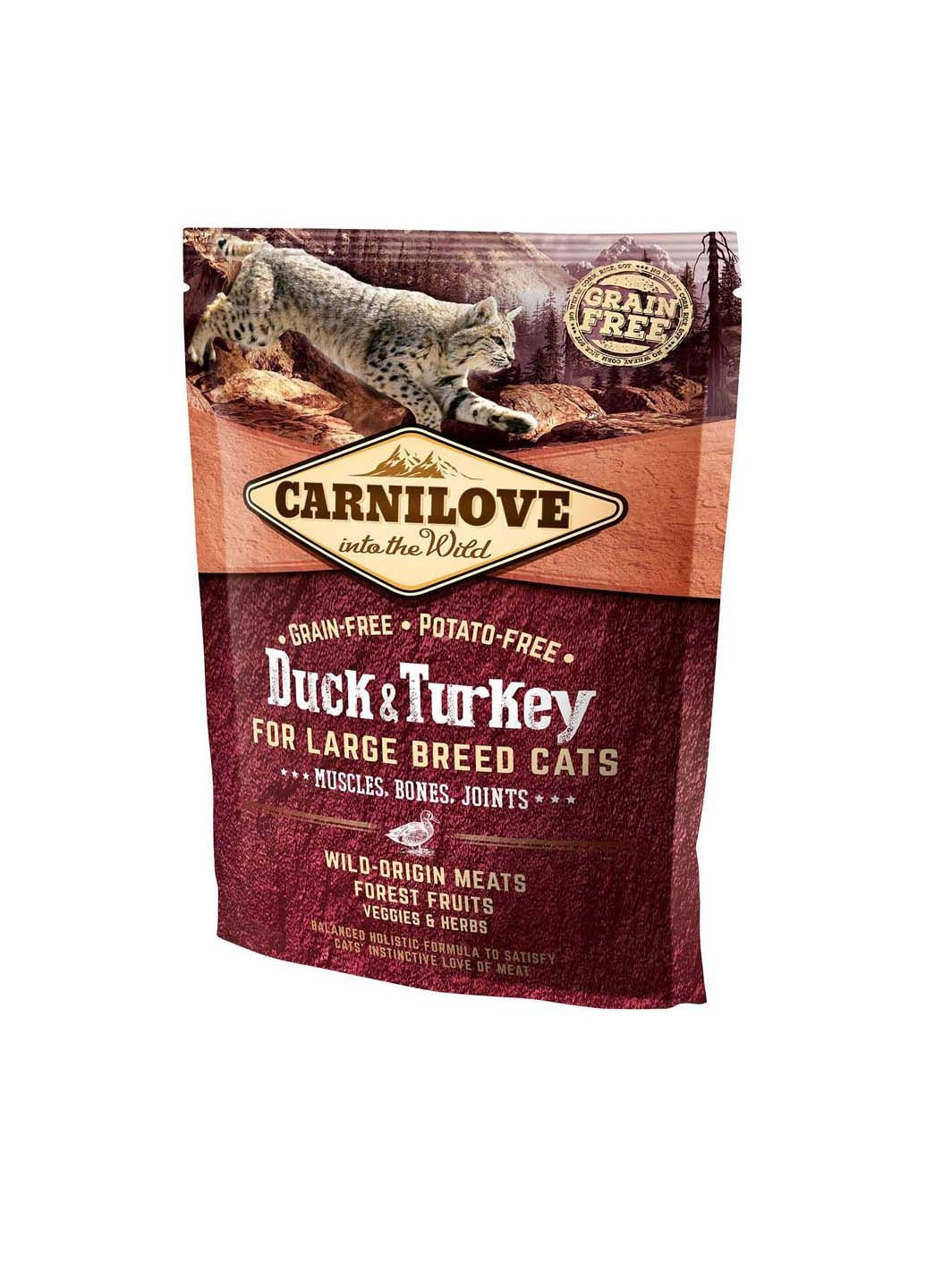 Сухой корм для взрослых кошек крупных пород Cat Duck & Turkey Large Breed 400 г Carnilove (286473068)