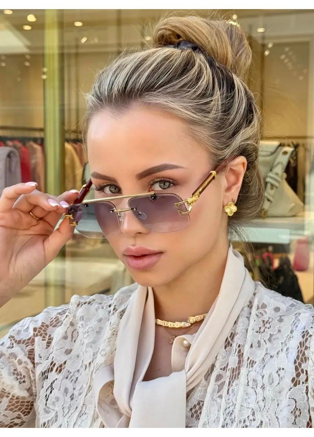 Очки солнцезащитные унисекс квадратные Jaguar безободковые градиент черные No Brand (362135828)