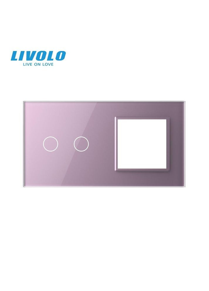 Рамка 2-постовая для 2-сенсорного выключателя и розетки (2-0), закалённое стекло, розовая, 151×80 мм (C7-C2/SR-17) Livolo (370971235)