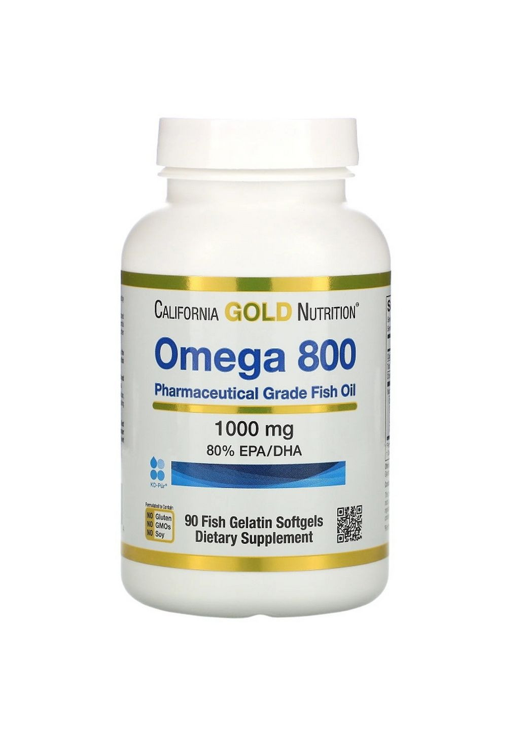 Жирні кислоти Omega 800, 90 рибних капсул California Gold Nutrition (293338852)