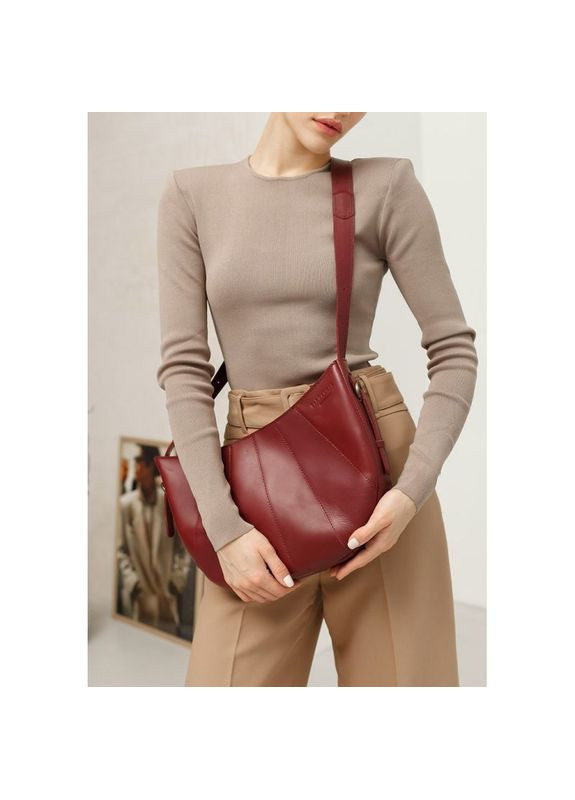 Кожаная сумка женская через плечо Круассан Krast бордовая BlankNote (302007896)