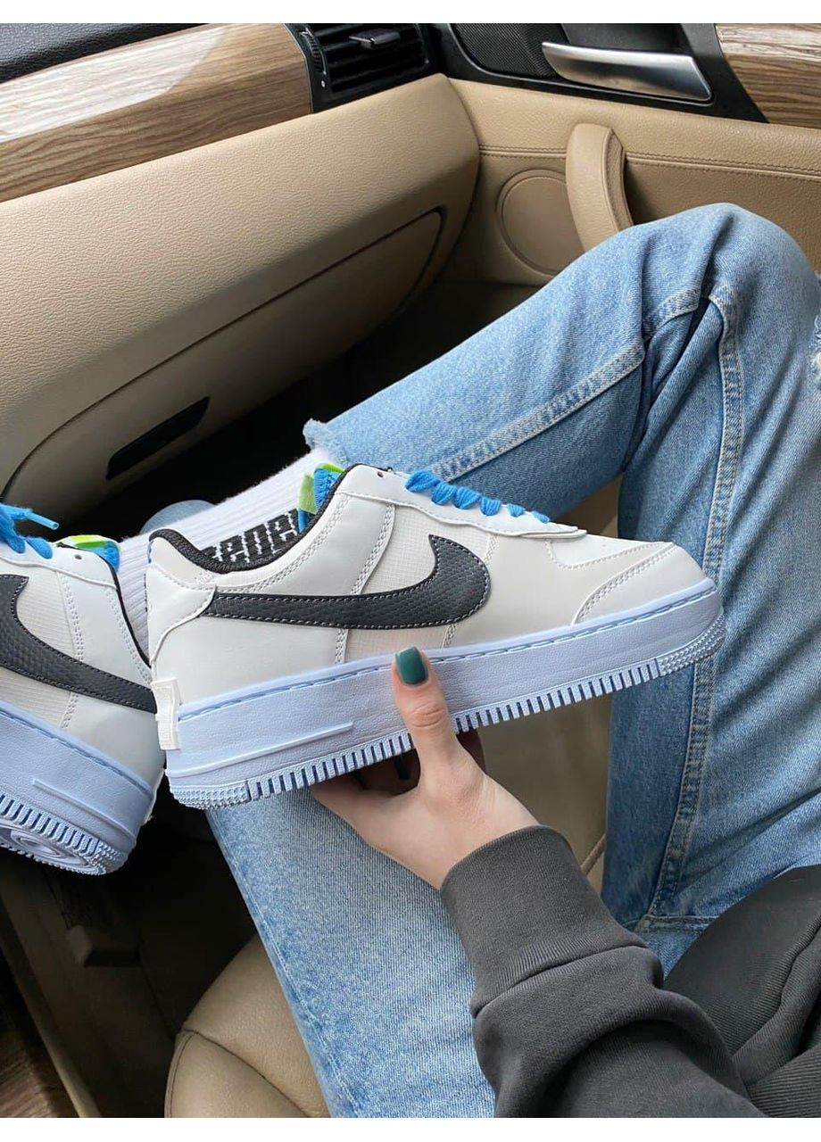 КРОССОВКИ ЖЕНСКИЕ NIKE AIR FORCE 1 SHADOW BLUE 1 НАЙК АИР ФОРС 1 ПРЕМИУМ No Brand белые демисезоны (367167534)