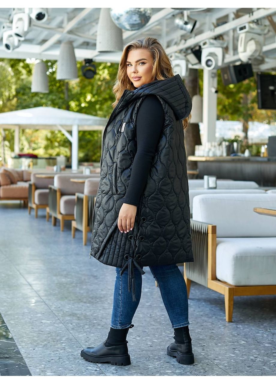 Женская удлиненная демисезонная жилетка цвет черный New Trend (304987233)