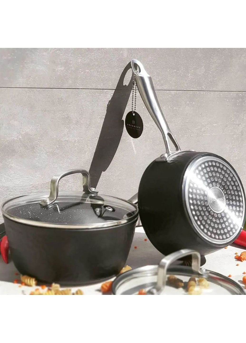 Ківш з кришкою мармурове покриття 1.2 л EB-3673 Edenberg (334881186)