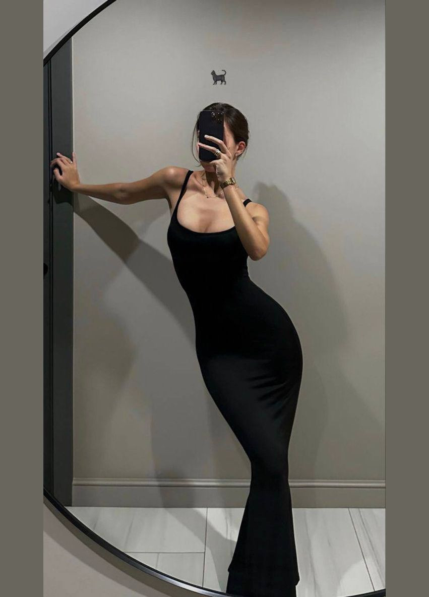 Черное женское платье вискоза No Brand