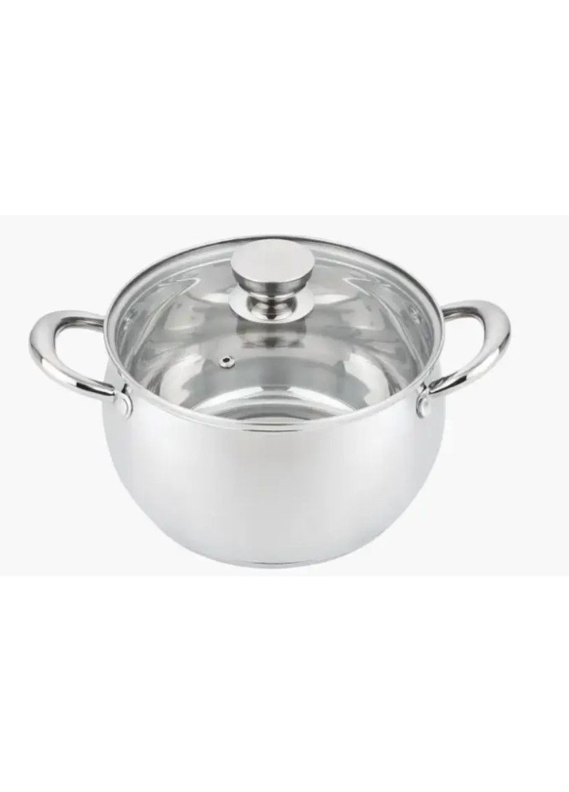 Кастрюля из нержавеющей стали Sesame 22х12,5 см индукцией с стеклянной крышкой 4,7 л No Brand (360977416)