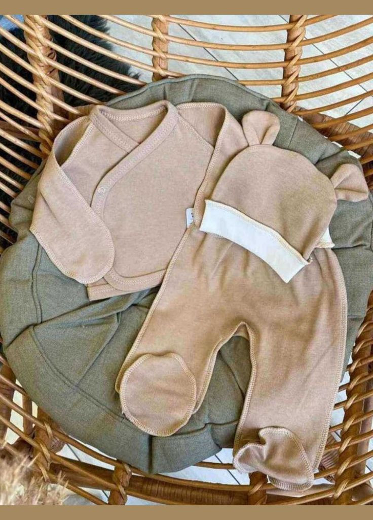 Кофейный демисезонный комплект одежды для новорожденных Баранчик БО