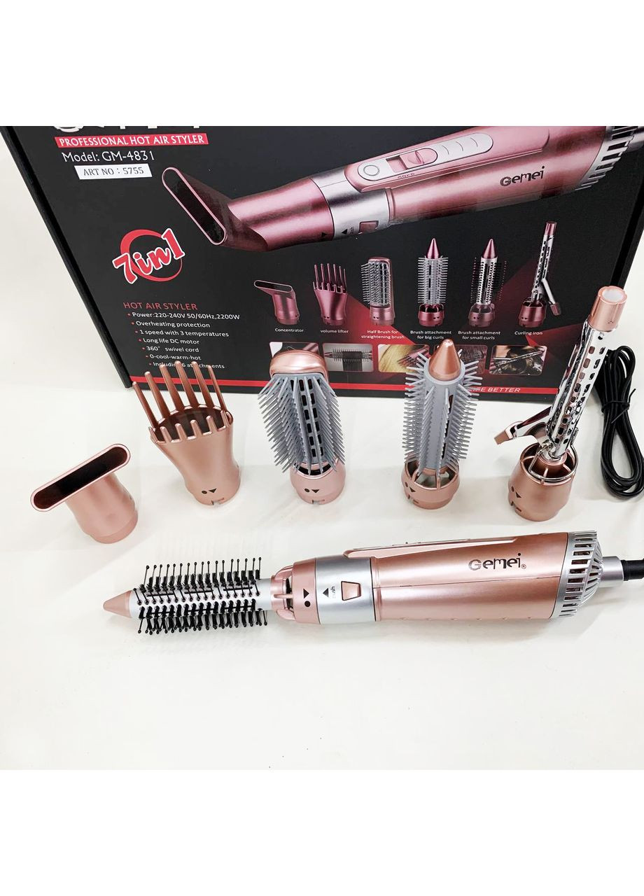 Щипці фен для волосся мультистайлер GM-4831 7в1, класичний фен для волосся, потужний фен для волосся Gemei (365812794)